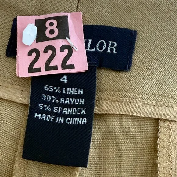 Ann Taylor Khaki colored linen pants / Size 4 / Classic/Timeless - Picture 6 of 6